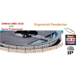 Tira LED 5 mts Flexible 24V 20W/mt 192 Led SMD 3528/mt IP65 Especial Pandería, Serie Profesional IRC >90